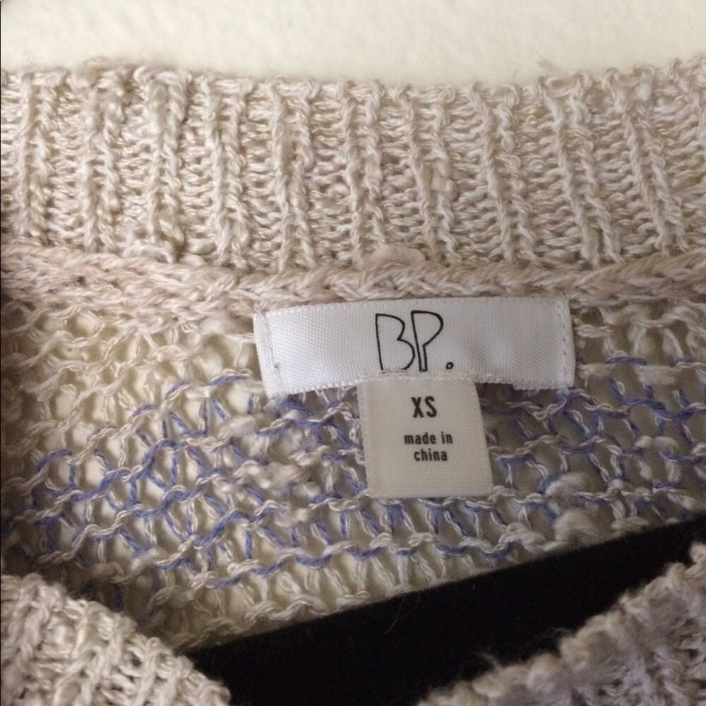BP Brass Plum Women’s Striped Open Knit Crew Neck Pullover Sweater Top Size XS - Picture 7 of 7